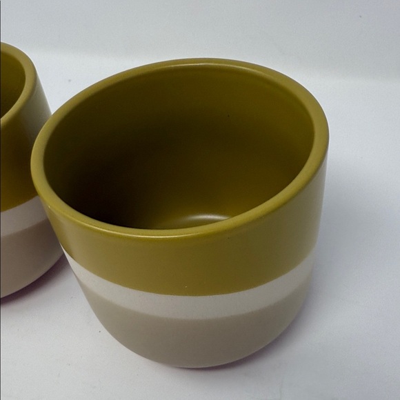 Olive and Beige Ceramic Planters/Bowls   4x4” Brand New  Set of 2-Home Decor - Picture 3 of 11